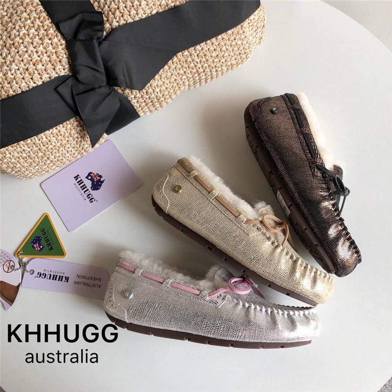 KHHUGG豆豆鞋女冬加绒 厚底棉鞋2023年新款真皮毛一体百搭KHΗUGG,淘宝优惠券,粉丝福利购,淘宝优惠卷