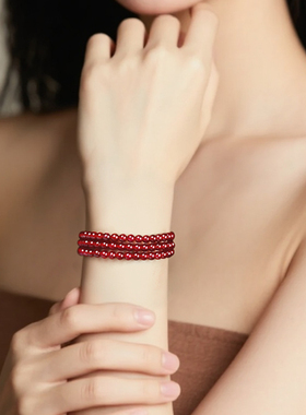 天然石榴石多圈手链女士生日礼物