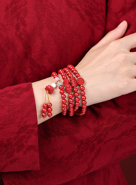 朱砂貔貅蜜蜡多圈手串108颗念珠
