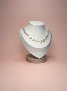 天然淡水纽扣珍珠项链女款锁骨链