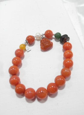 女士天然石南红红翡手链原创设计