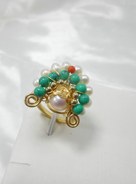 天然石手作戒指可拉伸碧玺南红