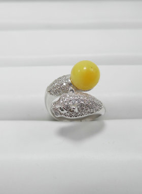 天然石戒指海蓝宝手作原创豹子头