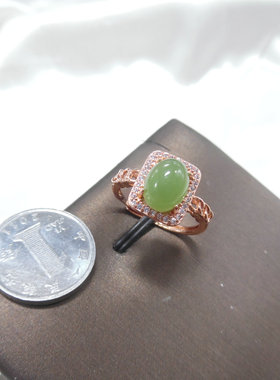 天然石碧玉夸张原创设计戒指指环