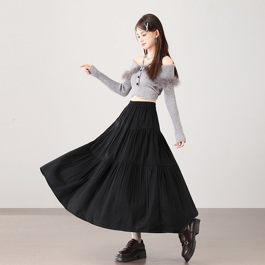 Xiangmeimei autumn and winter woolen high waist slimming skirt