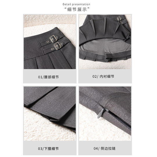 2025 new summer pleated skirt that looks taller and slimmer pu leather A sub-hip pleated skirt