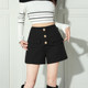High-waisted woolen wide-leg casual shorts