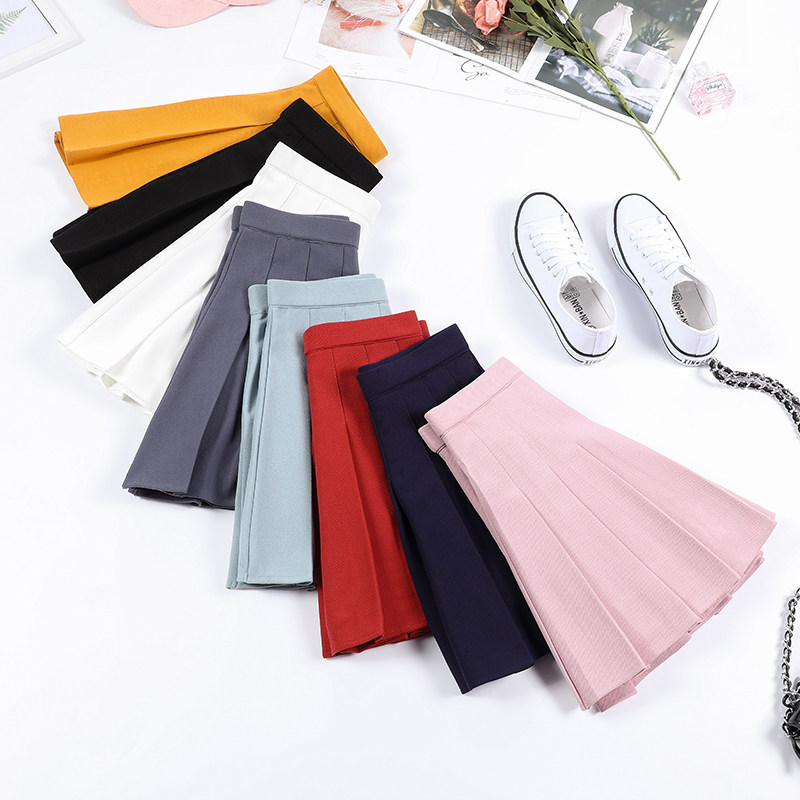 百褶裙垂坠感松紧高腰女春夏短裙纯色胖mm短款防走光大码半身裙,淘宝优惠券,粉丝福利购,淘宝优惠卷