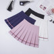 Student elastic waist striped skirt pink