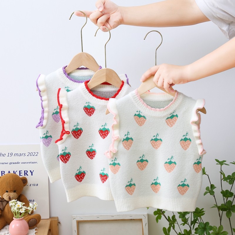 女童针织马甲2025秋季新款中小童花边洋气韩国绒毛衣背心打底上衣,淘宝优惠券,粉丝福利购,淘宝优惠卷