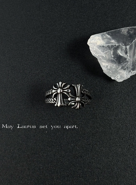Laurus｜双层麻花十字架Vintage古著中性风戒指热销钛钢不褪色