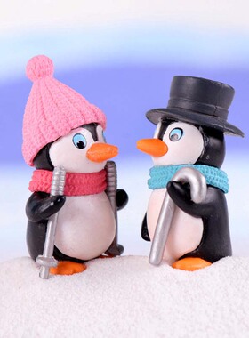 可爱风企鹅塑料盆栽摄影小摆件