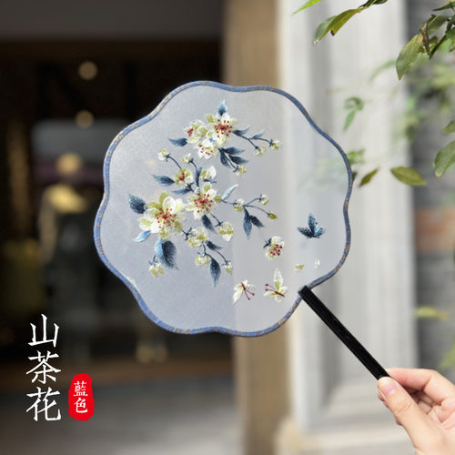 荷花苏绣双面绣扇子纯手工刺绣宫扇团扇精品刺绣扇中国风汉服配饰 - 图3