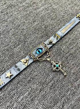 纯手工亚比项炼 小众暗黑个性重工朋克恶魔之眼项圈choker