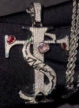 同款STK十字项炼吊坠整套欧美嘻哈百搭配饰