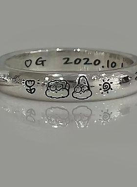 小红书同款玫瑰花海绵宝宝与太阳派大星戒指小众ins可定制款