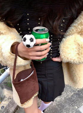 新款表情包 亮钻足球戒指情侣款爆款小众指环饰品