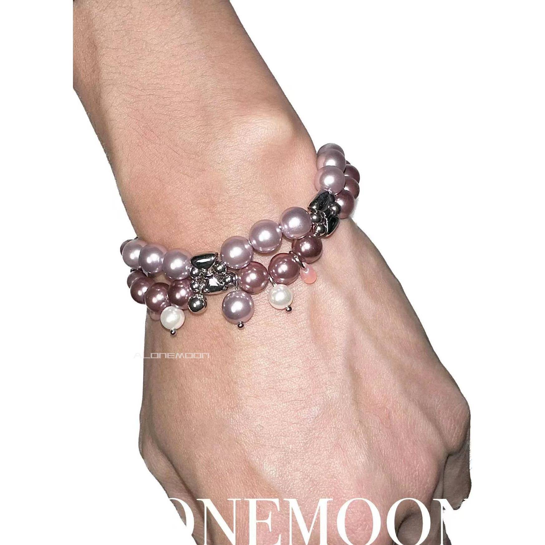 原创设计 粉紫珍珠钛钢项炼choker - 图2