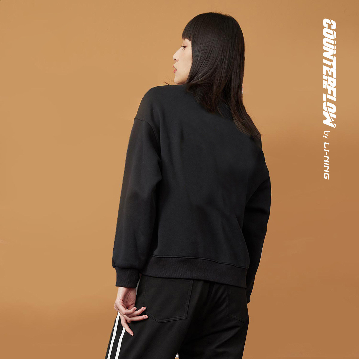 李宁卫衣女秋季2021新品情侣套头休闲印花长袖女圆领上衣运动服潮