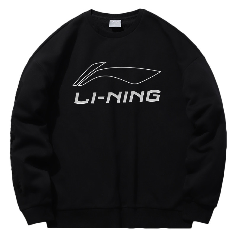 李宁卫衣女秋季2021新品情侣套头休闲印花长袖女圆领上衣运动服潮