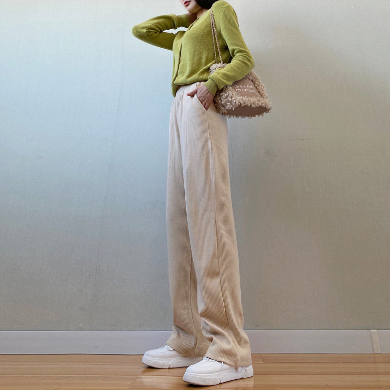 灯芯绒裤子女秋冬直筒宽松阔腿裤 伊索芙休闲裤