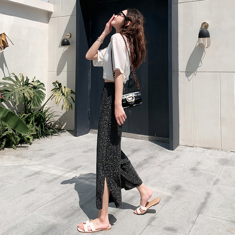 亮片阔腿裤女夏2020新款高腰 伊索芙休闲裤