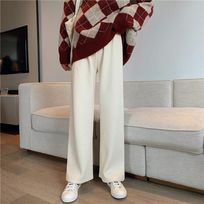 加绒雪尼尔秋冬2021新款宽松阔腿裤 伊索芙休闲裤