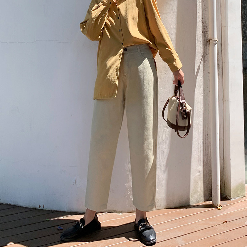 高腰直筒裤宽松直筒显瘦休闲裤子 伊索芙休闲裤