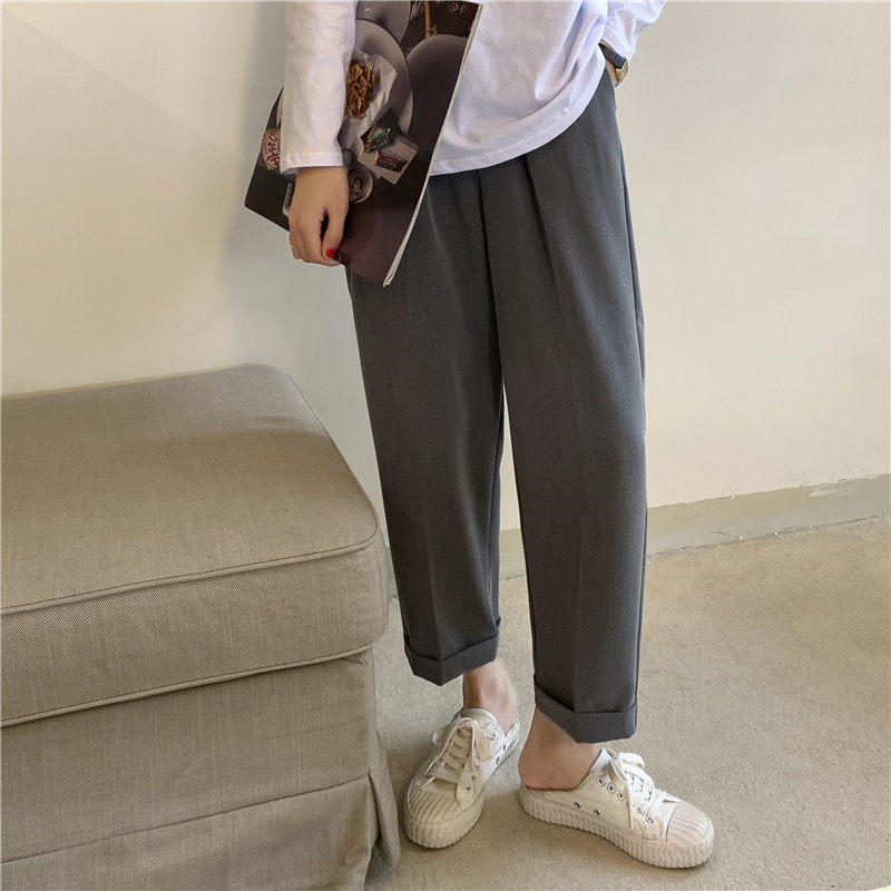 灰色西装裤春秋高腰垂感休闲小西裤 伊索芙休闲裤