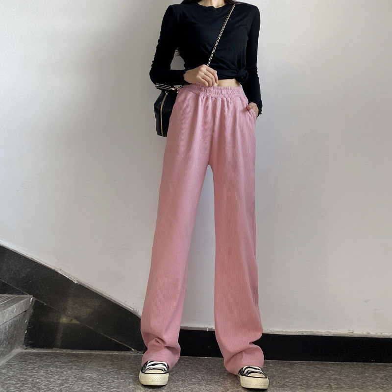 灯芯绒裤子女秋冬直筒宽松阔腿裤 伊索芙休闲裤