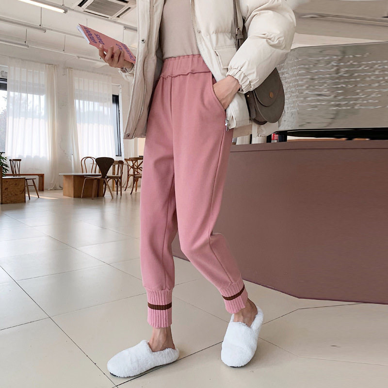 针织毛呢秋冬萝卜裤阔腿运动哈伦裤 伊索芙休闲裤