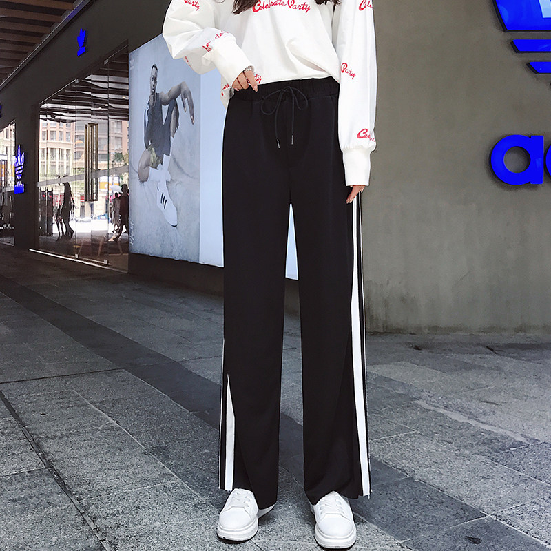 运动女高腰垂感春秋超火cec阔腿裤 伊索芙休闲裤