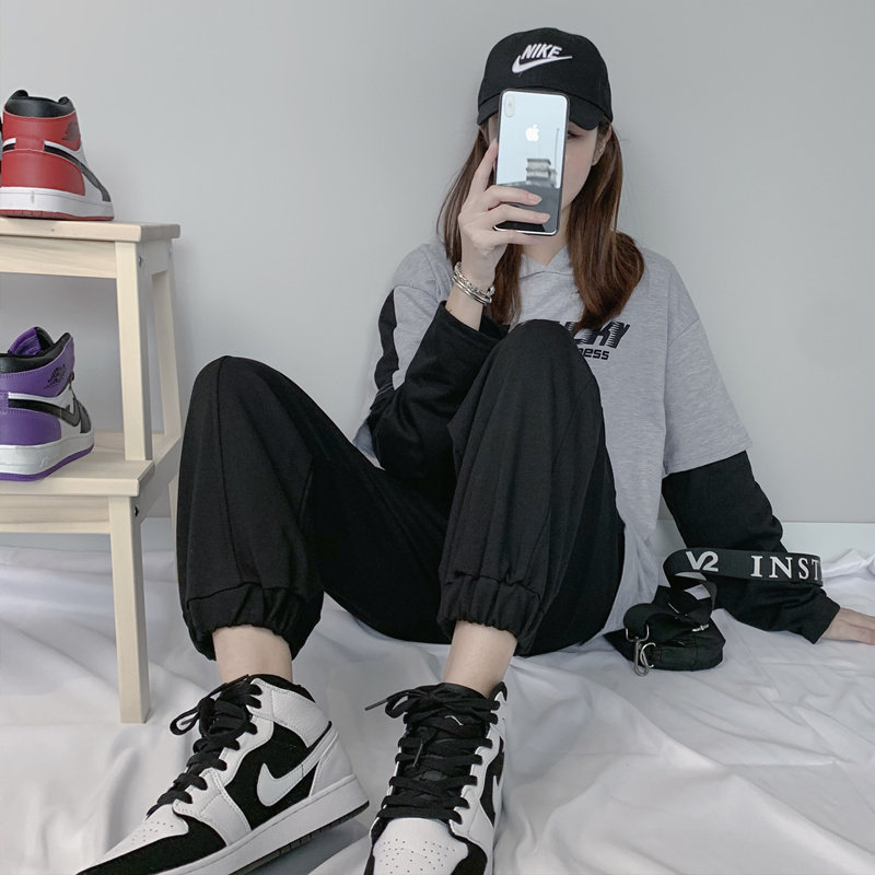 白色运动裤女ins春秋薄款裤子 伊索芙休闲裤