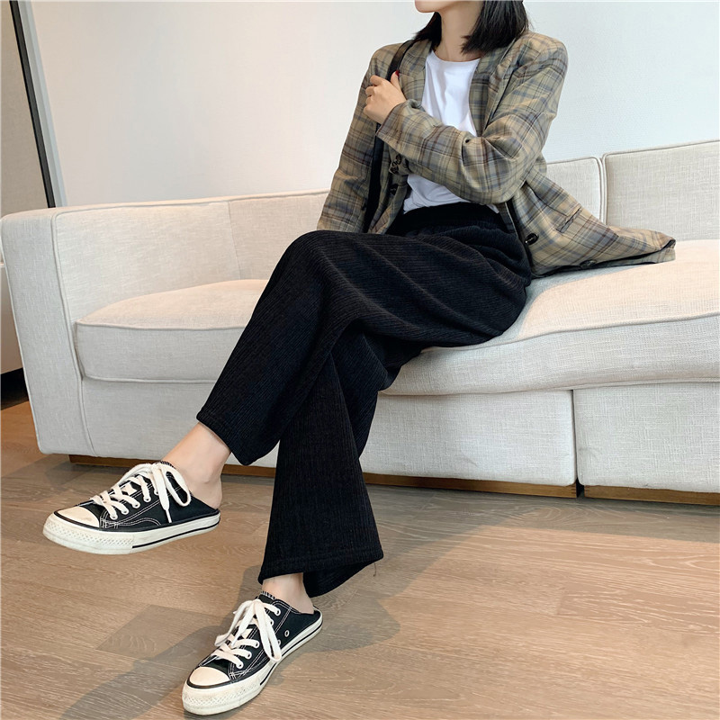 加绒雪尼尔秋冬2021新款宽松阔腿裤 伊索芙休闲裤