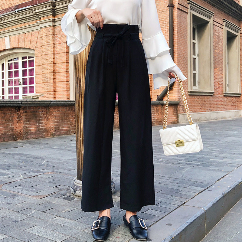 夏季2020新款垂感高腰宽松阔腿裤 伊索芙休闲裤