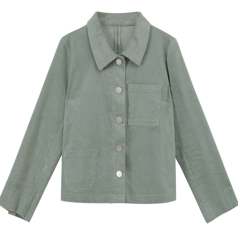 灯芯绒修身韩版短款女士外套衬衫 欧曼珍短外套