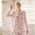 Tháng quần áo mùa xuân và mùa thu cotton phụ nữ mang thai Bộ đồ ngủ phụ nữ mùa thu và mùa đông bà mẹ cho con bú mang thai về nhà sau sinh - Giải trí mặc / Mum mặc