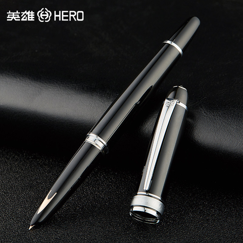 HERO英雄钢笔经典100官方正品14K箭标金笔成人商务办公练字用书法钢笔送礼礼盒装定制l刻字_虎窝淘