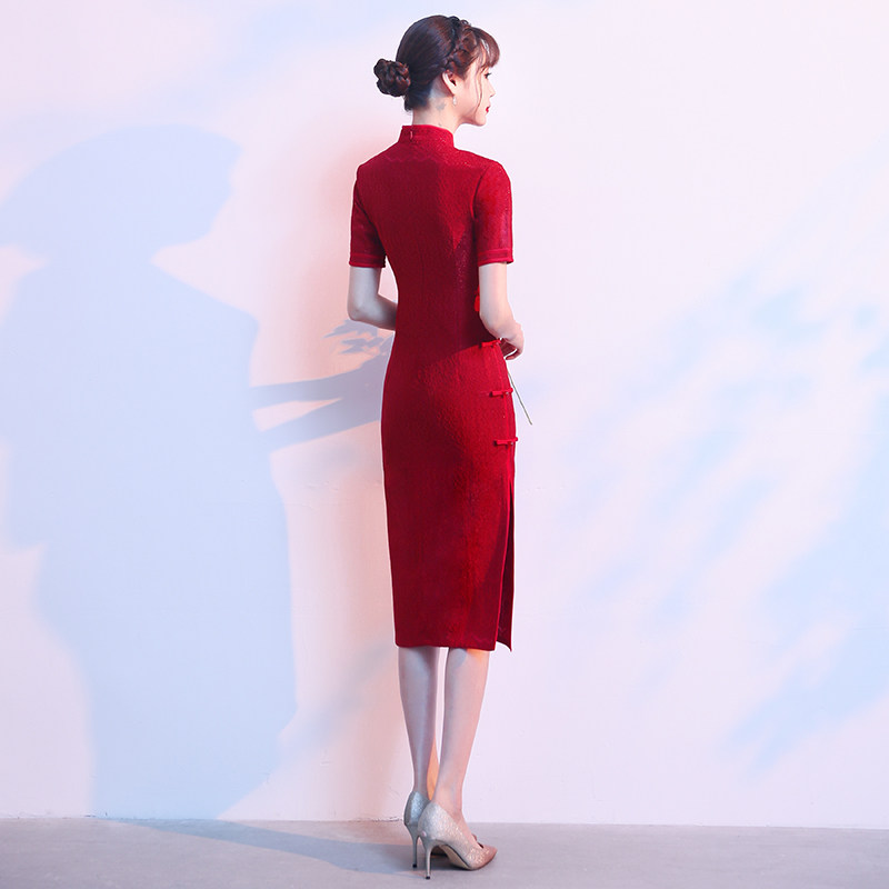 红色旗袍2020新款中国风婚宴敬酒服 香怡莎菲旗袍