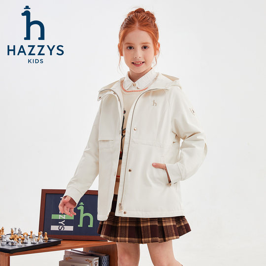 Hazzys Haggis children's windbreaker 2025 autumn new big children's three-proof breathable plus velvet thick coat