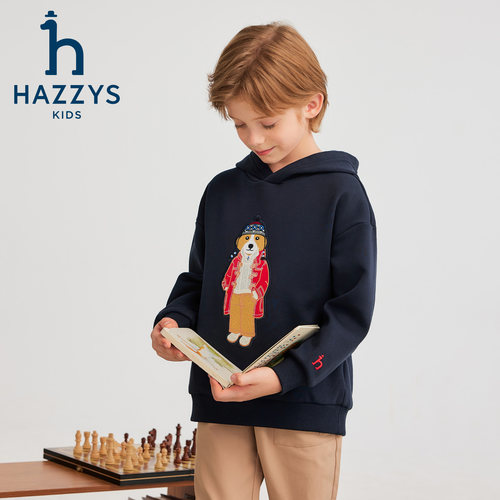 hazzys哈吉斯童装男女童卫衣2025冬新一体绒舒适保暖连帽外套 - 图2