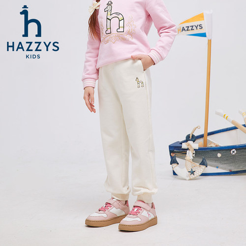 hazzys哈吉斯童装女童裤子2025春新中大童干爽弹力百搭长裤 - 图0
