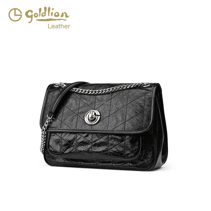 金利来2024新款流浪包大容量通勤油蜡真皮单肩邮差包斜挎链条包女,淘宝优惠券,粉丝福利购,淘宝优惠卷