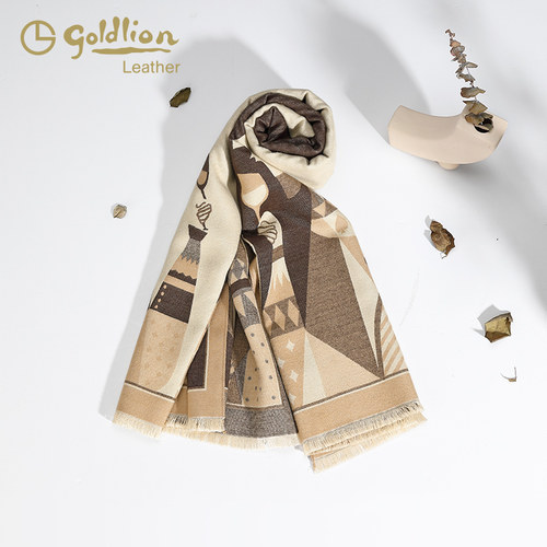 金利来时尚印花围巾2025男女同款情侣保暖围脖小众韩版披肩防风潮 - 图1