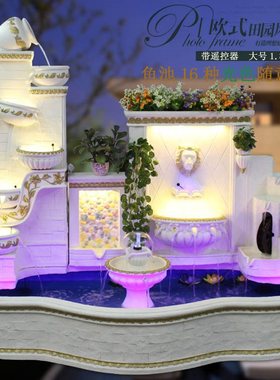 现货直销大型孔雀流水喷泉假山水幕墙养鱼池阳台花园庭院别墅园林
