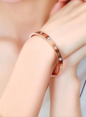 love卡扣18k玫瑰情侣手环