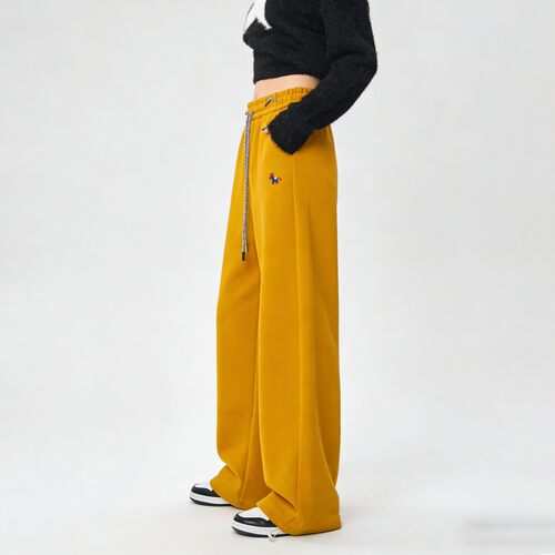 『娜娜粉丝专享』春夏百搭刺绣弯刀阔腿裤高腰显瘦镰刀裤休闲裤 - 图2