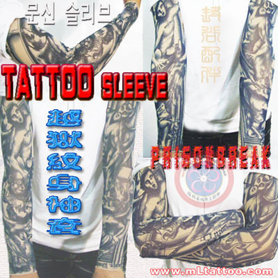高品质越狱纹身袖套 迈克尔米帅tattoo防晒天使魔鬼骑行臂套特卖 - 图0