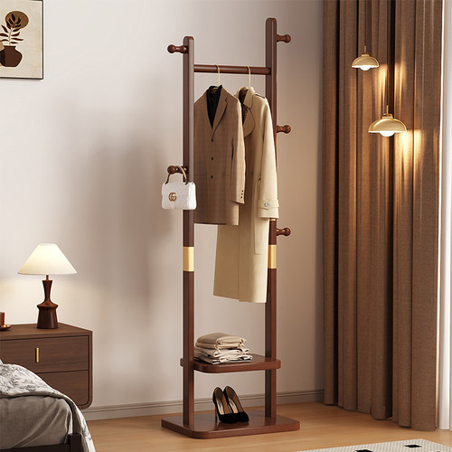实木挂衣架落地卧室家用衣帽架立式多功能房间不占空间衣服挂架子 - 图0