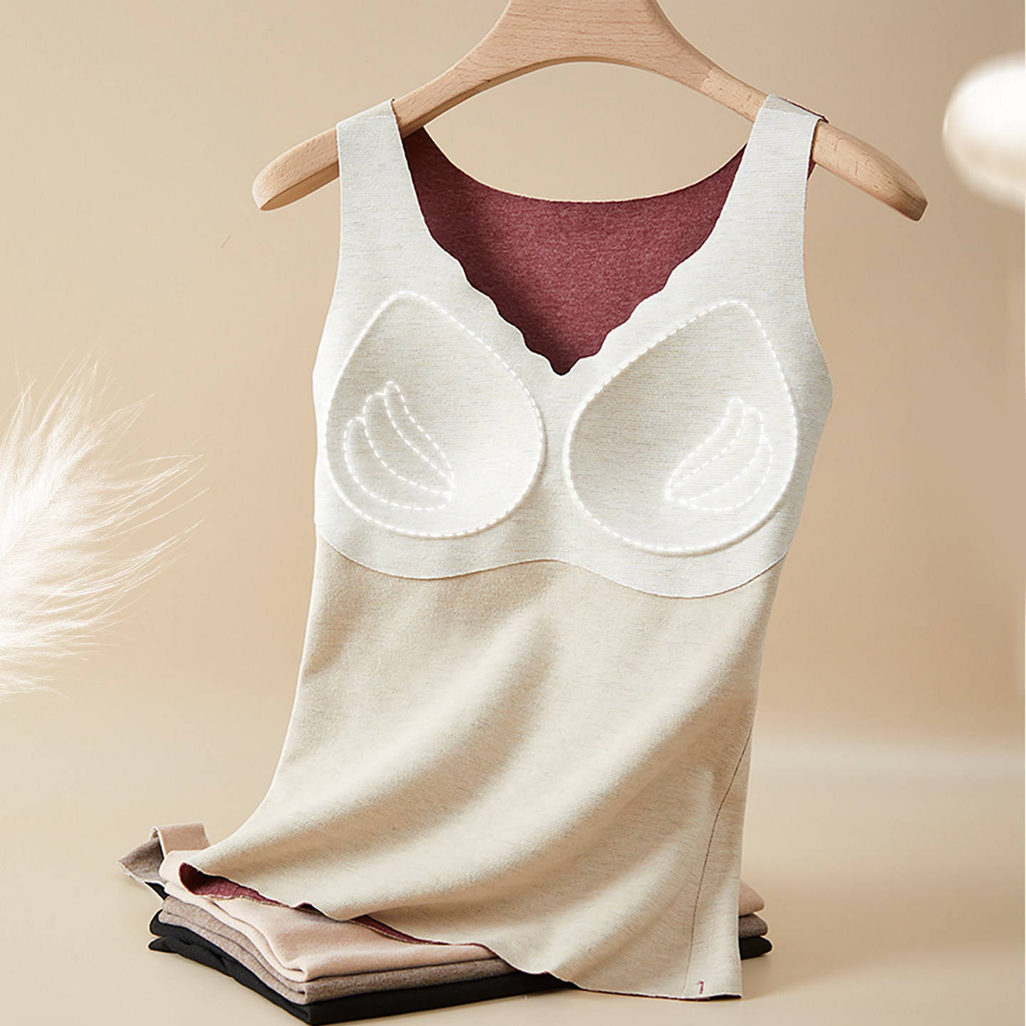 无痕带胸垫保暖吊带背心女2025新款加绒内搭女士免穿文胸打底内衣,淘宝优惠券,粉丝福利购,淘宝优惠卷